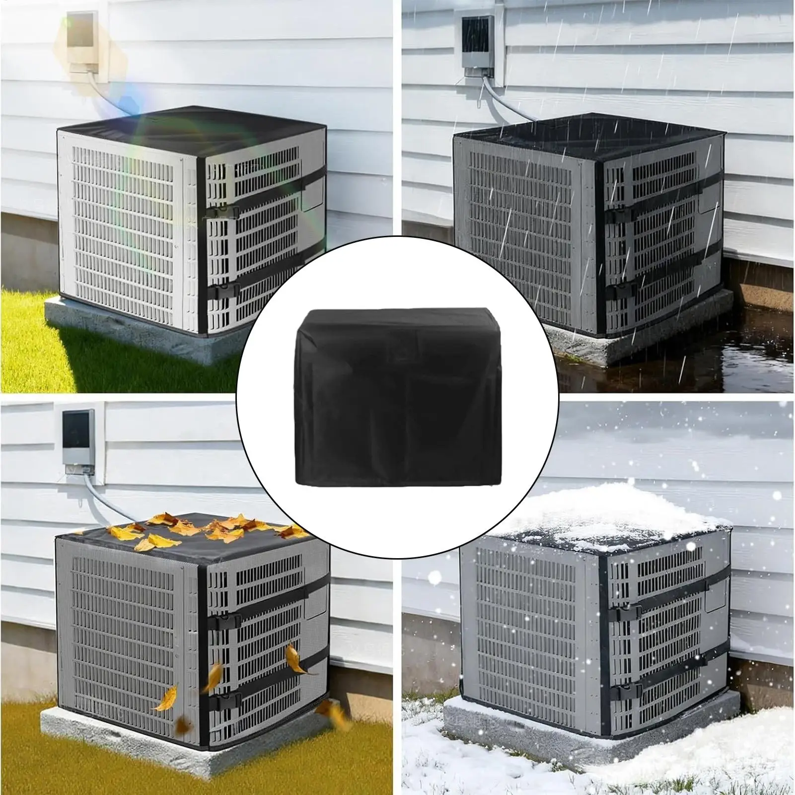 

AC Cover For Outside Unit Waterproof Condenser Protector Square External Air Conditioner Cover For Winter Leaf Snow Sun