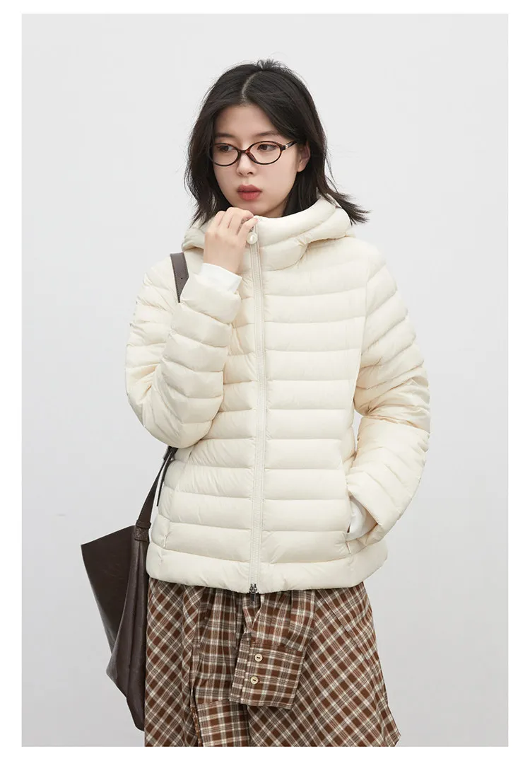CHIC VEN Women's Down Coats Solid Hooded Female 90 White Down Jacket Slim Lightweight Warm Casual Overcoat Autumn Winter 2026