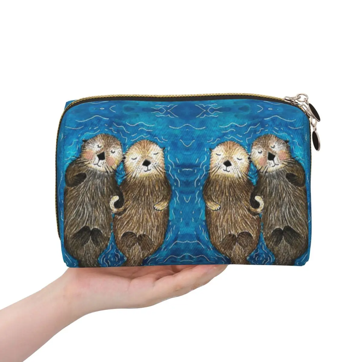 Otter CUTE SLEEP Women Cosmetic Bags Travel Makeup Organizer Pouch Toiletry Storage Dopp Kit Case