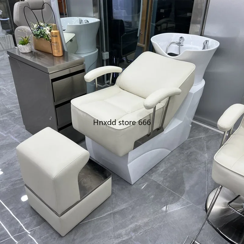 High-end barber shop shampoo bed hair salon special semi-reclining hair salon flush bed