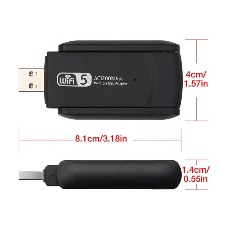 1200Mbps Wifi Dongle Usb Wifi Adapter Netwerkkaart Stabiele High-Speed 2.4G 5.8G Wifi Usb 3.0 Voor Pc Desktop Laptop Computer