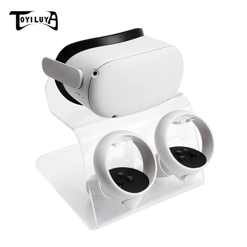 VR Stand Headset Acrylic Holder and Station Headset Press Display Stand Controller Bracket for Oculus Quest 2 Meta Quest 3