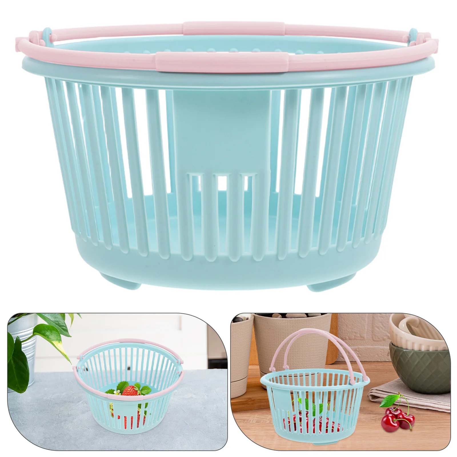 

3pcs Mini Shopping Baskets Fruit Picking Strawberries Cherries Storage Basket Farmers Market Decor Plastic Berry Baskets with