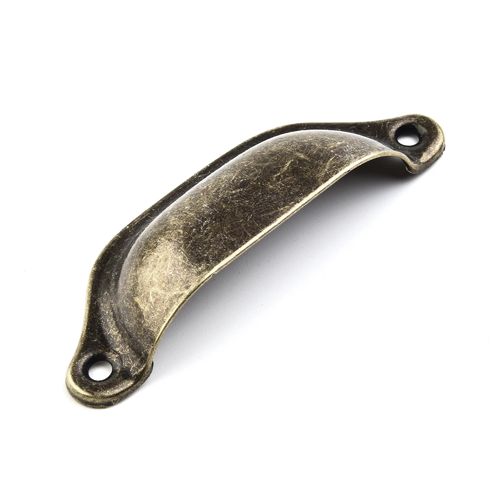 Antique Brass Shell Pull Handles 10 Pack for Cabinet Drawer Furniture Hardware with Iron Base Electroplated Coating
