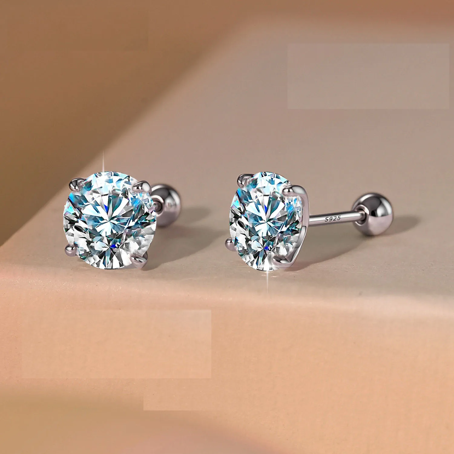 18K Plated 0.1-3CT Moissanite Stud Earring for Women Sparkling Classic Bridal Jewelry 925 Silver Rose Gold Earring Brincos Prata