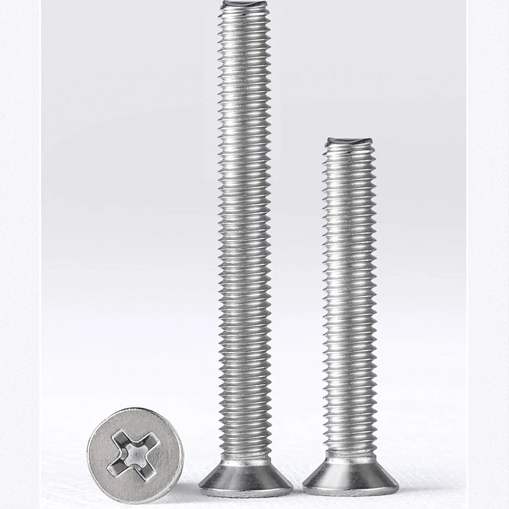 5-200 шт., нержавеющая сталь 304, удлиненные крестообразные винты с плоской потайной головкой и крестообразным шлицем, болт M3 M3,5 M4, длина 3/4/5/6-180 мм