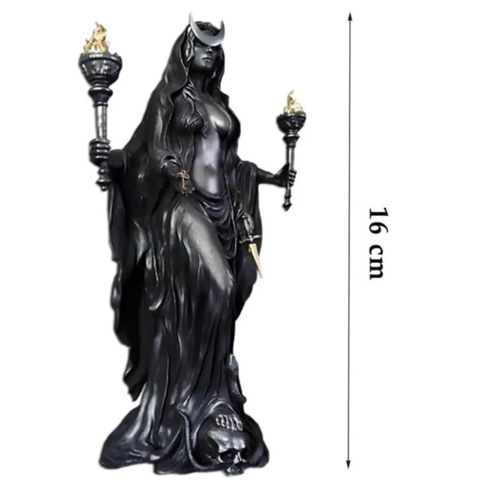 Hecate Goddess Statue - Triple Moon Witch Resin Sculpture with Hunting Dog, Greek Mythology Decor & Altar Centerpiece
