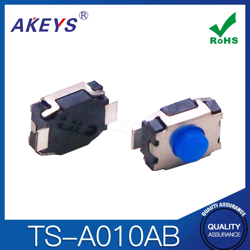 20pcs TS-A010AB touch switch 2-pin patch 3*4*2 vertical columnless blue silica gel round head