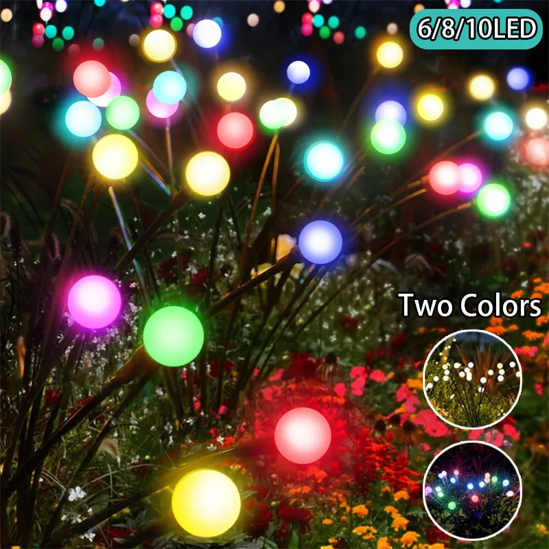 LED أضواء الحديقة الشمسية بالطاقة اليراع أضواء في الهواء الطلق حديقة الديكور أضواء المناظر الطبيعية الألعاب النارية اليراع مصابيح الحديقة 6/8/10LED