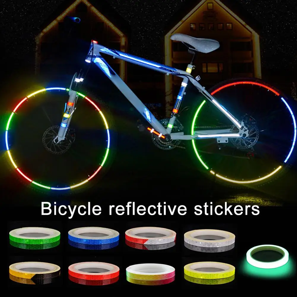 8m/Roll Bike Wheel Reflective Stickers DIY Cycling Strip Adhesive Tape For MTB Bicycle Night Warning Safety Decor Stickers P8X9