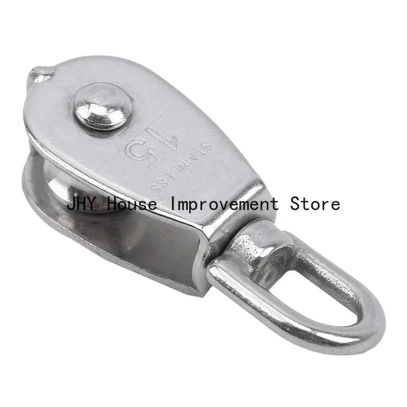 1pcs Stainless Steel Pulley M15/M25 Single Wheel Swivel Lifting Rope Pulley Set Bearing Lifting Wheel Tools Manual Rope Lift