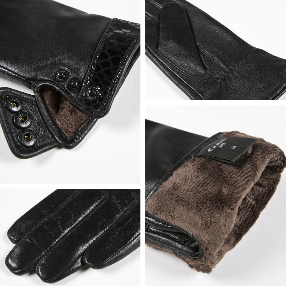 GOURS-guantes de piel auténtica para mujer, manoplas de piel de cabra auténtica, forro polar, cálido y suave, moda de conducción, novedad de