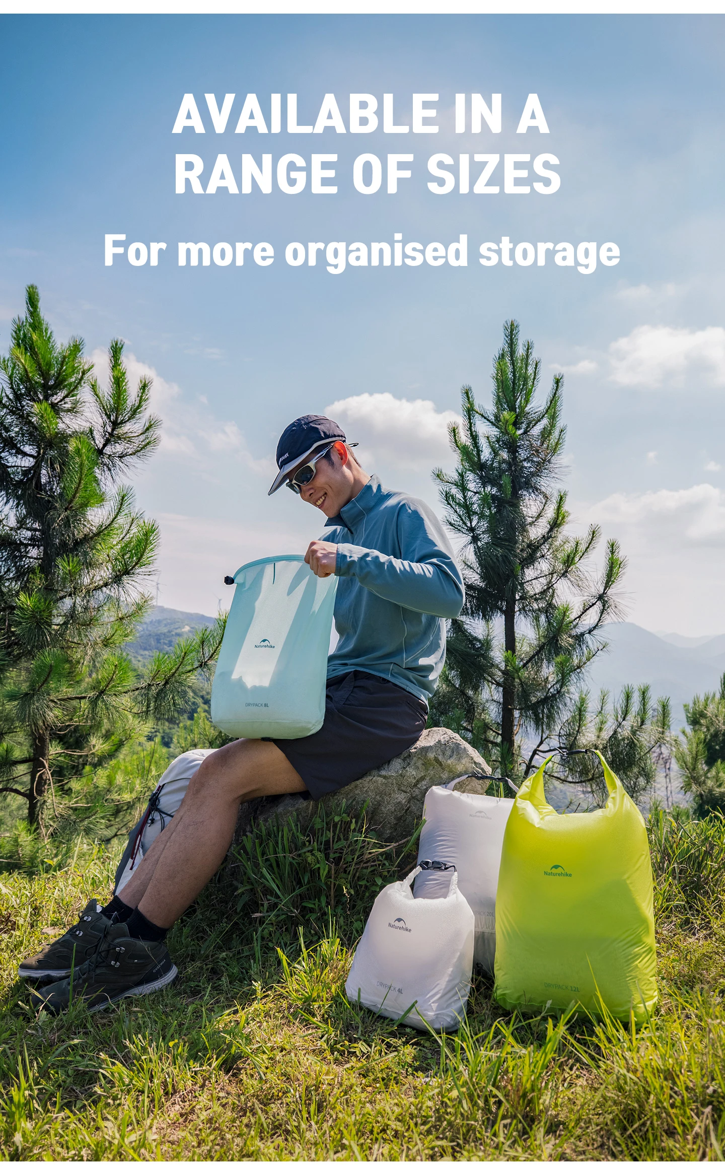 Naturehike Wasserdichte Trockentasche 4L 8L 12L 20L Nylon Trockentasche Camping Schwimmen Rafting Kajak Tasche Reise Wasserdichte Aufbewahrungstasche – Detail 7