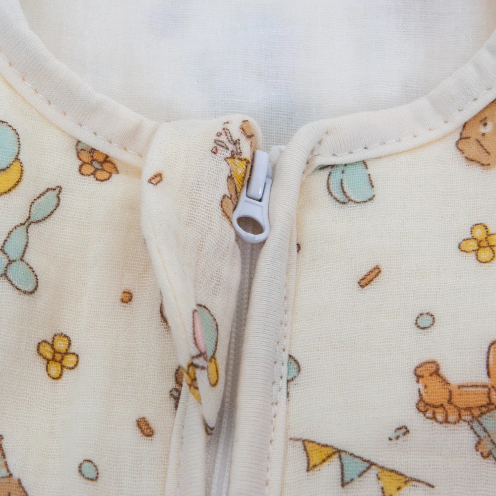 كيس نوم للأطفال بأكمام قابلة للإزالة من القطن الشاش الرقيق القابل للتنفس 3 طرق تصميم بسحاب لأكياس نوم الأطفال من عمر 0 إلى 24 شهرًا #3