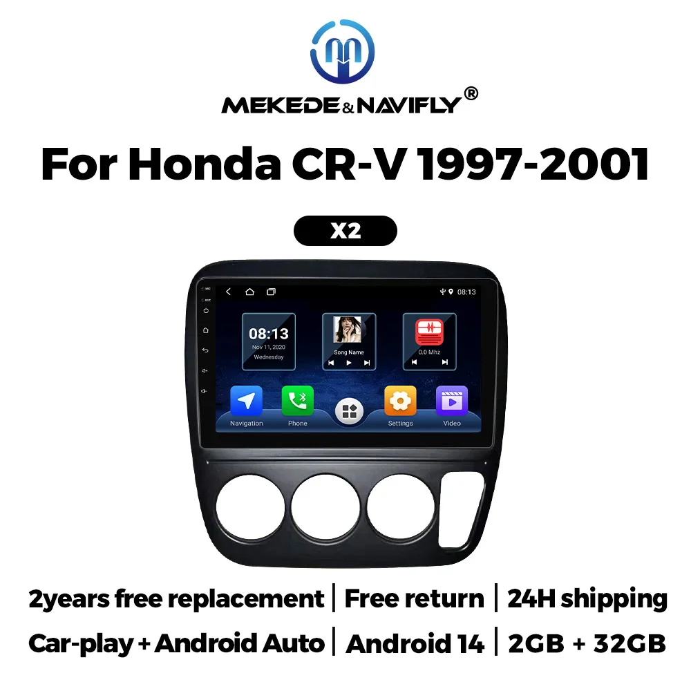 Car Radio Android 14 Autoradio For Honda CRV CR-V 3 1997-2001 Multimedia Player GPS Navigation 2din Stereo BT Carplay Head Unit