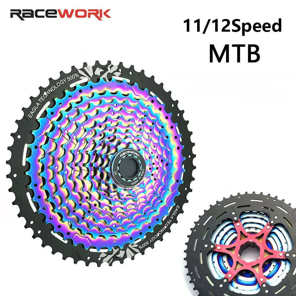 RACEWORK 11/12Speed Road Mountain Bikes Ultralight Cassette 11-50T MTB Bicycle Rainbow Narrow Width Gear Ratio Cassette Sprocket