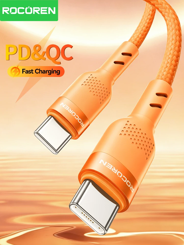 Rocoren 240W USB C to Type C PD Cable For Macbook iPad Xiaomi  Fast Charging Charger For iPhone 16 Pro Max Type-C Data Cable