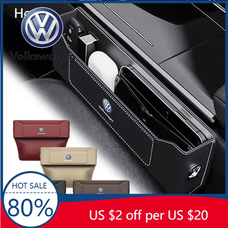 

Органайзер для зазора между сиденьями автомобиля из кожи, аксессуар для интерьера Volkswagen Golf, Polo, Passat, Tiguan, 2025 года, хит продаж