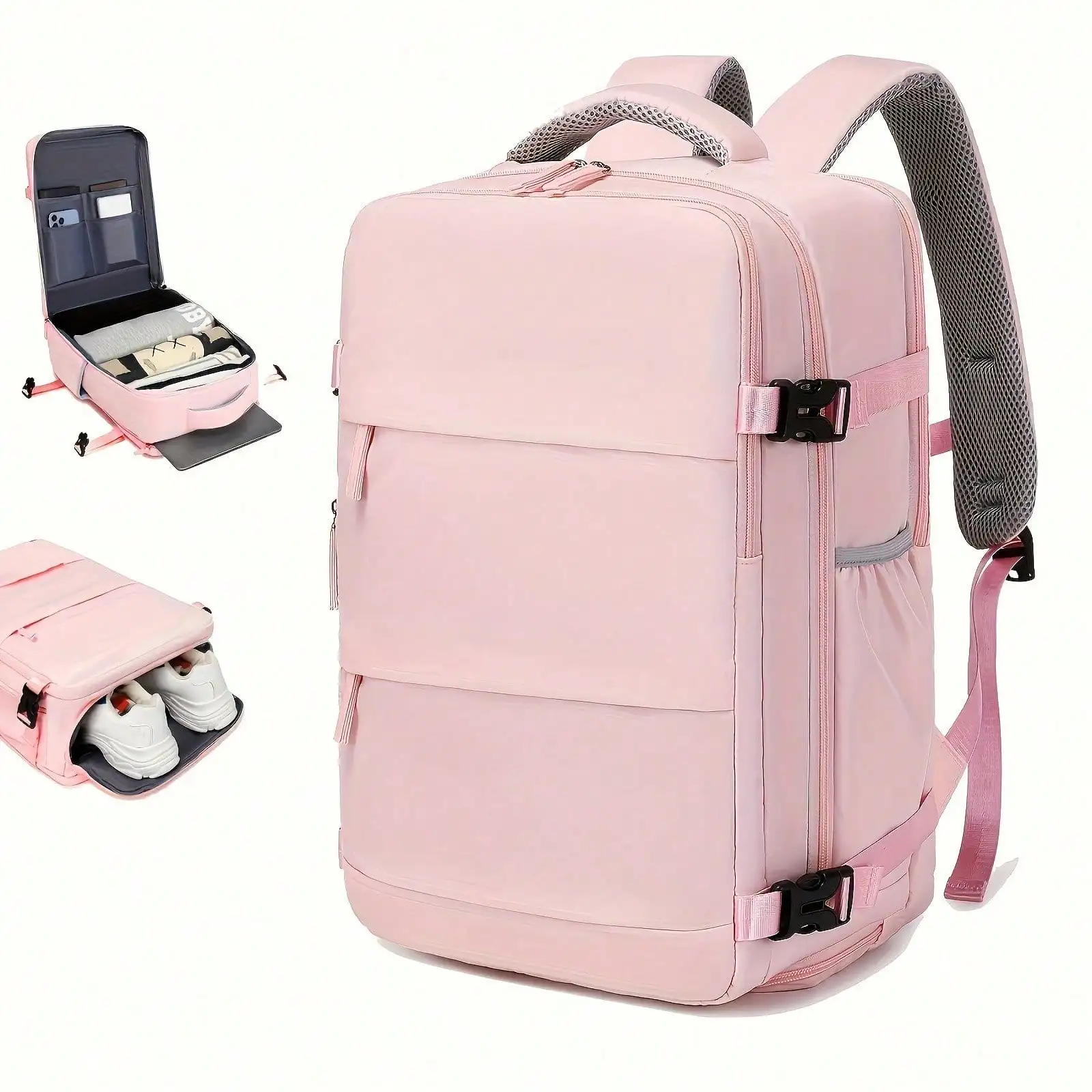 Travel Backpack With Shoe Organizer Compartment, Expandable Duffel Bag, Large Capacity Laptop School Bag