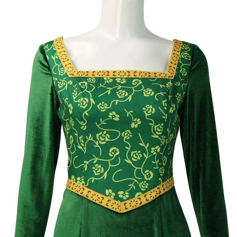 Princess Fiona Shrek Cosplay Costume Green Long Dress Fairy Tale Outfit For Women Halloween Party Cosplay Costume