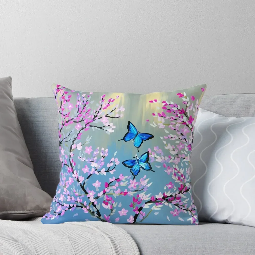 

Butterflies and Cherry Blossom Branches Throw Pillow luxury throw pillow covers sleeping pillows pillow