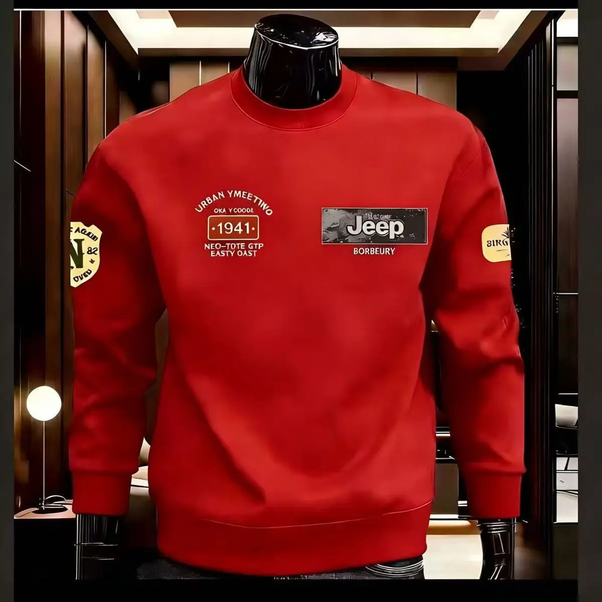Brand Jeep casual round-neck hoodie, trendy and fashionable. Suitable for all seasons of 2026 (spring, summer, autumn, winter),