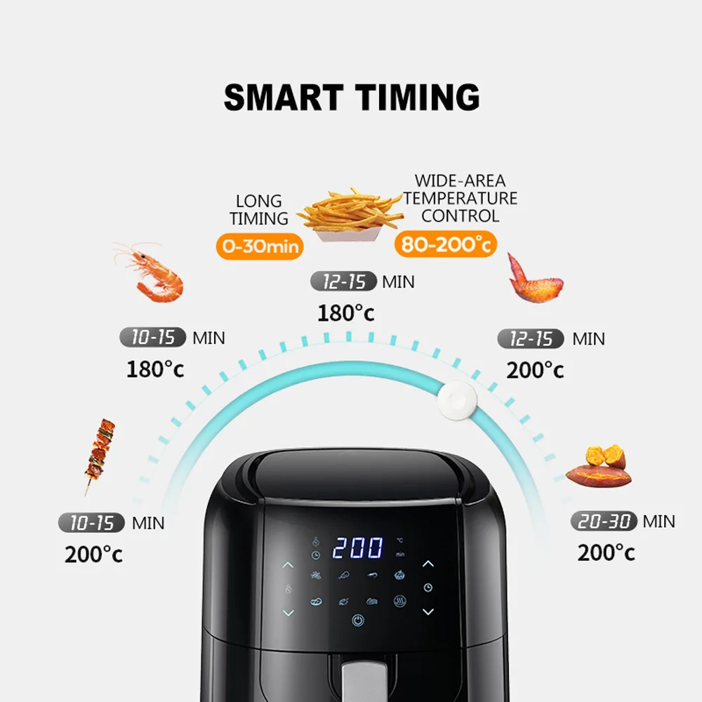 مقلاة هوائية كهربائية بسعة كبيرة 6 لتر مقلاة هوائية عميقة منزلية متعددة الوظائف آلة قلي الدجاج آلة بطاطس منخفضة الدهون