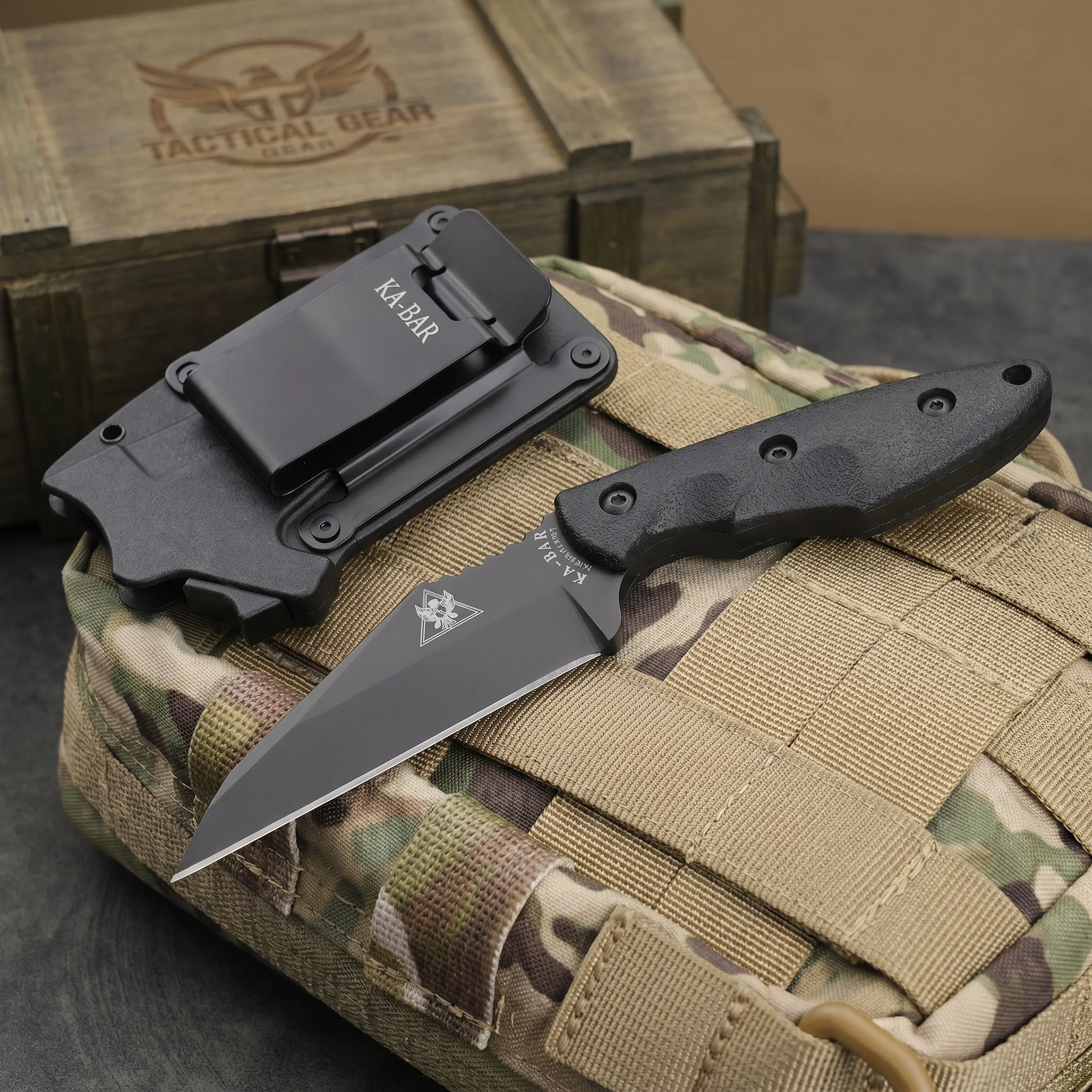 Dive Knife Titanium - Hoogwaardig stalen mes met vast blad,