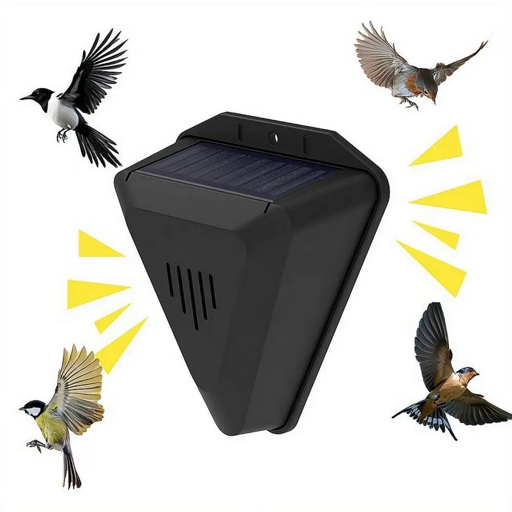 Solar Powered Bird Repeller Waterproof Outdoor Bird Deterrent with Timer, Animal Repellent for Orchard and Crop Protection
