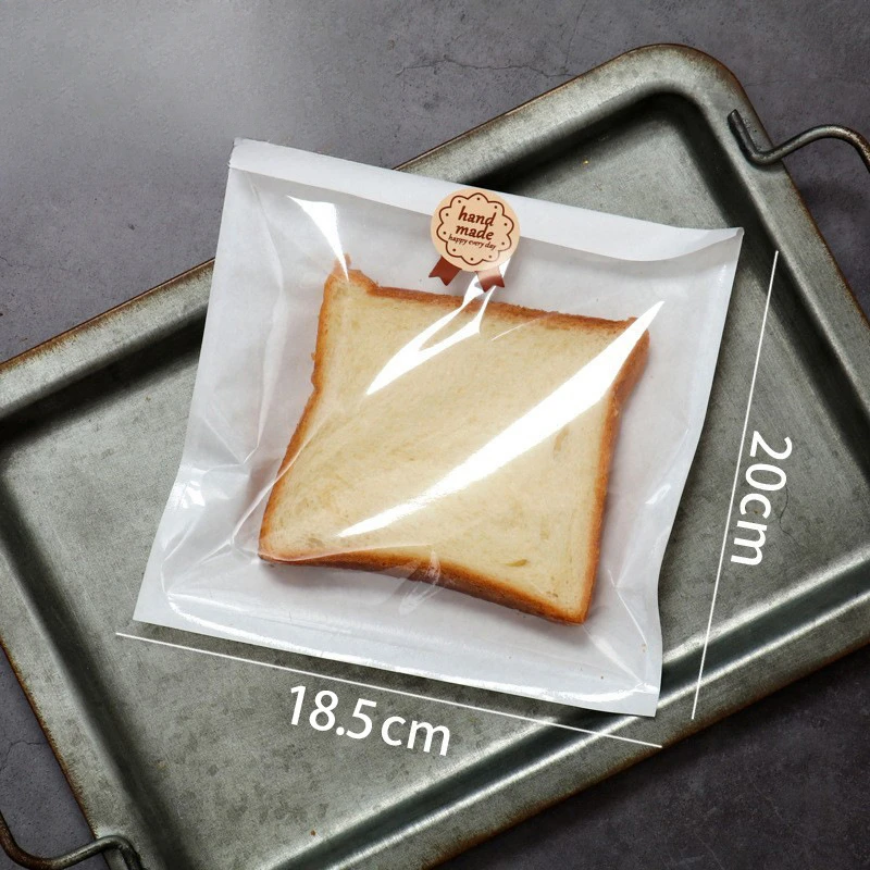 100 نصف غشاء ورقة كيس الخبز الخبز الحلوى الكرواسون نخب الغذاء شفافة التعبئة حقيبة كرافت ورقة حقيبة