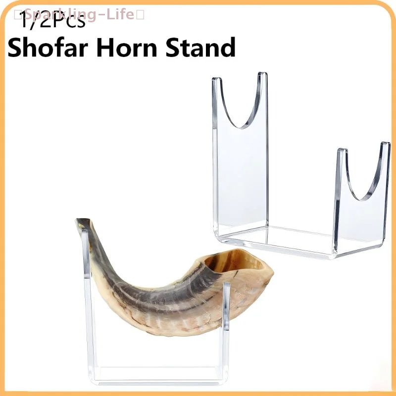 

1/2Pcs Transparent Acrylic Stand Shofar Horn Display Stand Swords Bracket U-shaped Rack Holder For Office Home Decoration