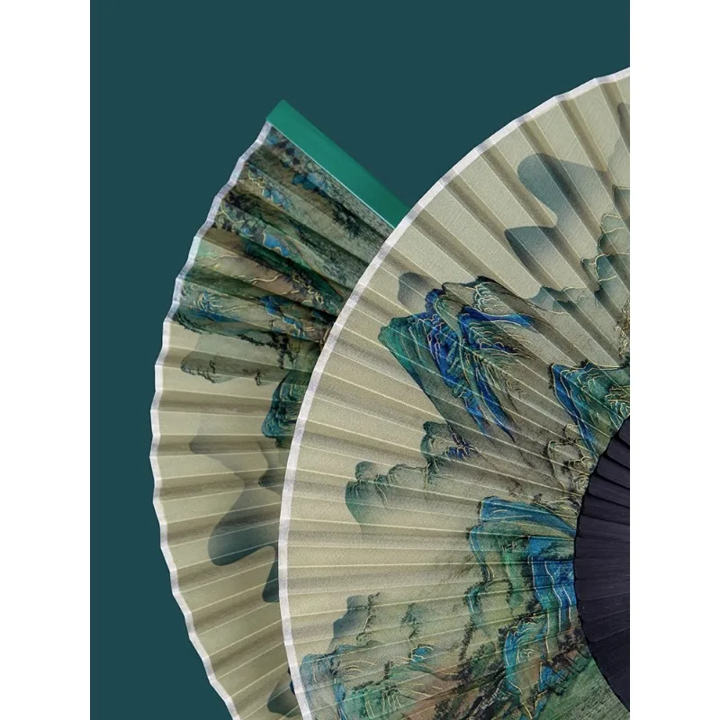 Thousands of miles of Jiangshan map fan folding fan female Chinese style silk fan Forbidden City pastoral style portable folding