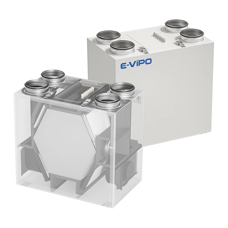 E-VIPO Erv Residential Energy Recovery Ventilator With F8 HEPA Filter Purification Ventilation System Wall Recuperator