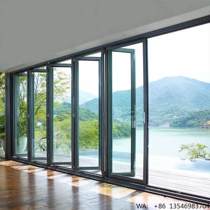 

Sunnysky Minimalist Modern Design Slim Narrow Frame Flush Track Seamless Floor Level Aluminum Bi-fold Folding Door