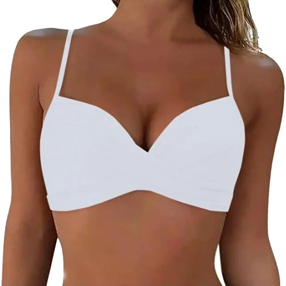 Bikini Tops Backless Butterfly Hook Design V-Neck Front Knotted Swimwear Tops Backless Bikini Bra Push Up Bra Cup Halter Bikini