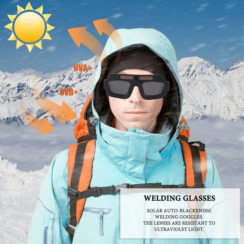 1Pc Solar Powered Auto Darkening Welding Mask Helmet Goggles Welder Glasses Arc Anti-Shock Lens For Eye Protection