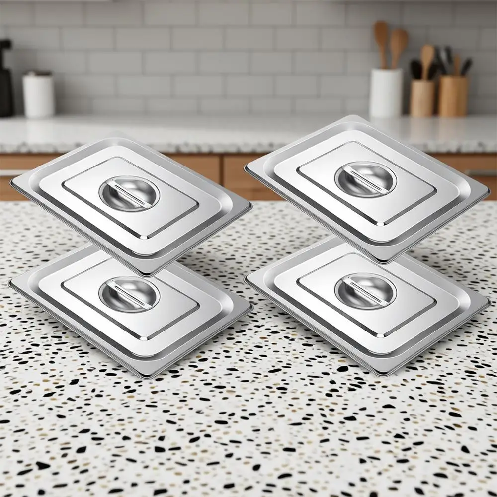 

8 Pack Stainless Steel Hotel Pan Lids Metal Steam Prep Table Pan Covers with Handles Bulk Commercial Restaurant Buffet Catering