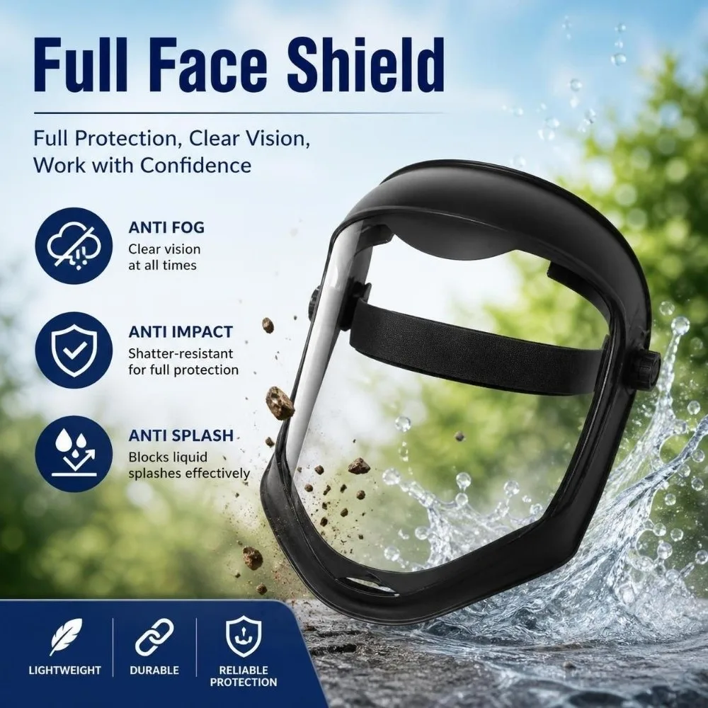 Multipurpose Anti Fog Full Face Shield Anti Impact Dustproof Welding Mask Anti Splash Lightweight Transparent Mask Lawn Work