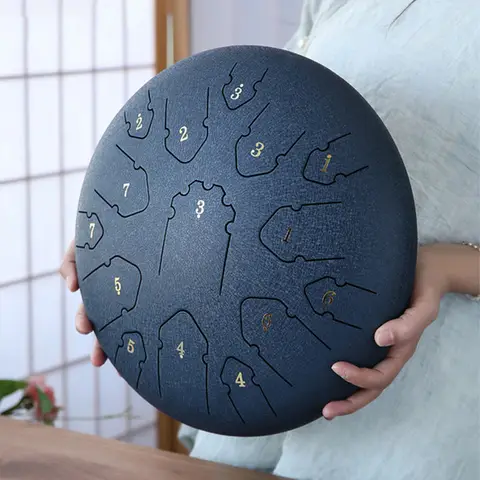 13/14 Inch Handpan Painted Ethereal Drum Carbon Steel Tongue Drum Worry Free Drum Percussion Instruments for Meditation Healing