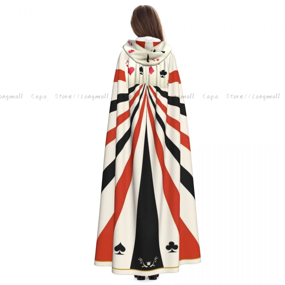 الساحرة عباءة الآس من الماس أوراق اللعب قلوب البستوني نوادي زي الهالوين التأثيري للجنسين الكبار عباءة الرجعية العصور الرأس #5
