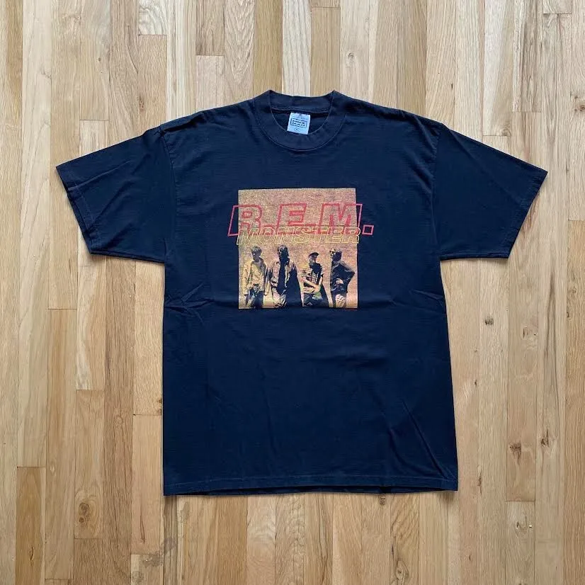 تي شيرت عتيق 90s REM Monster Tour تي شيرت 1994 حفلة موسيقية R E M مقاس XL