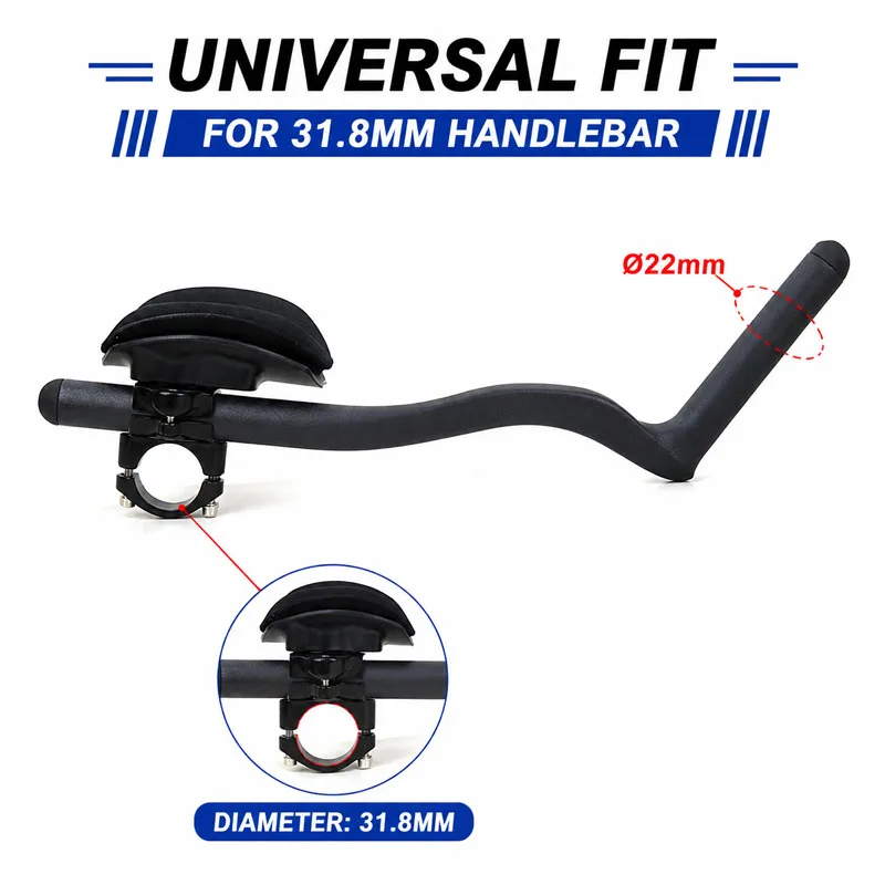 Carbon Fiber 55 Degree TT Handlebar Round Tube Mountain Road Bike Auxiliary Rest Bar for Long Distance Cycling Aerobar Steering