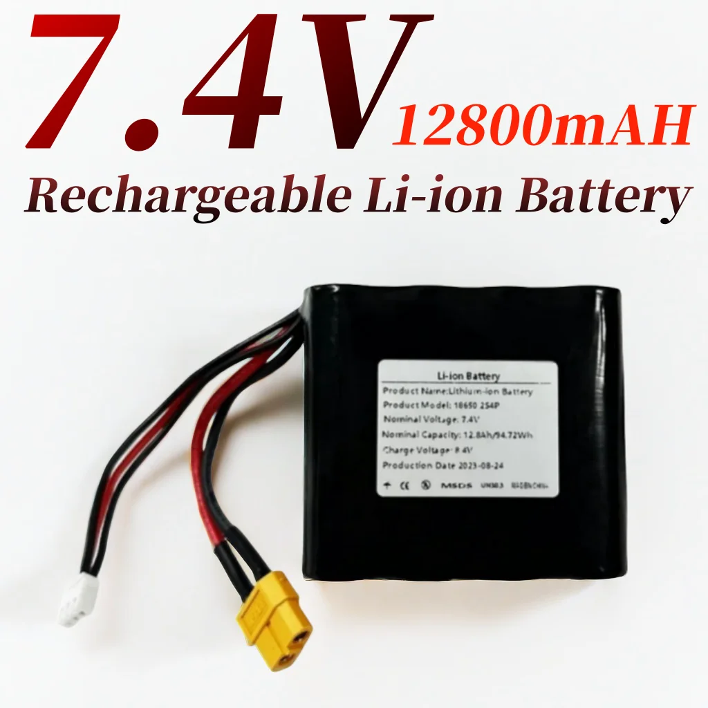 

Drone 2S4P 7.4V 12.8Ah rechargeable lithium-ion battery,suitable for various RC aircraft,drone quadcopters, XH2.54-3P, XT60 plug