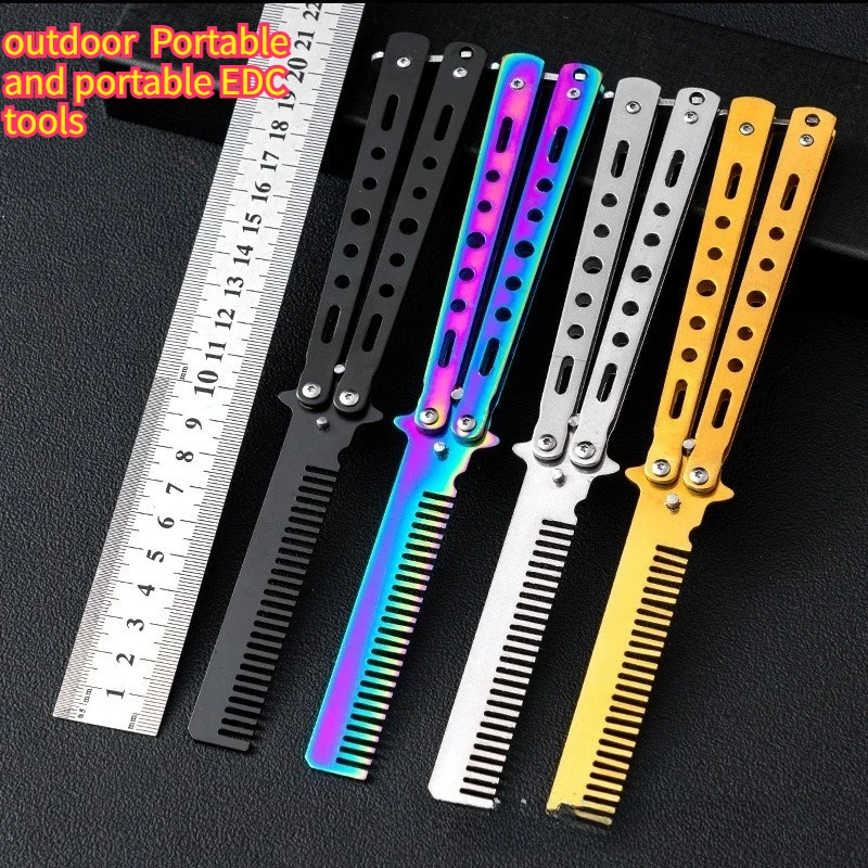 

Outdoor Multifunctional Stainless Steel Folding Butterfly Comb Portable Camping Hiking and Mountaineering Small Tool