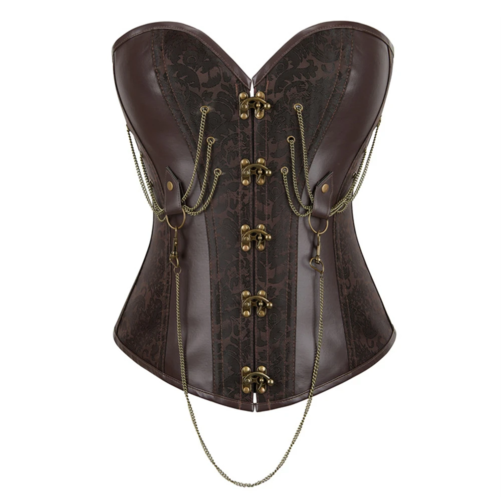 

Винтажный готический корсетный топ с украшением в виде цепочки, бюстье на шнуровке, без бретелек, формирователь тела для женщин