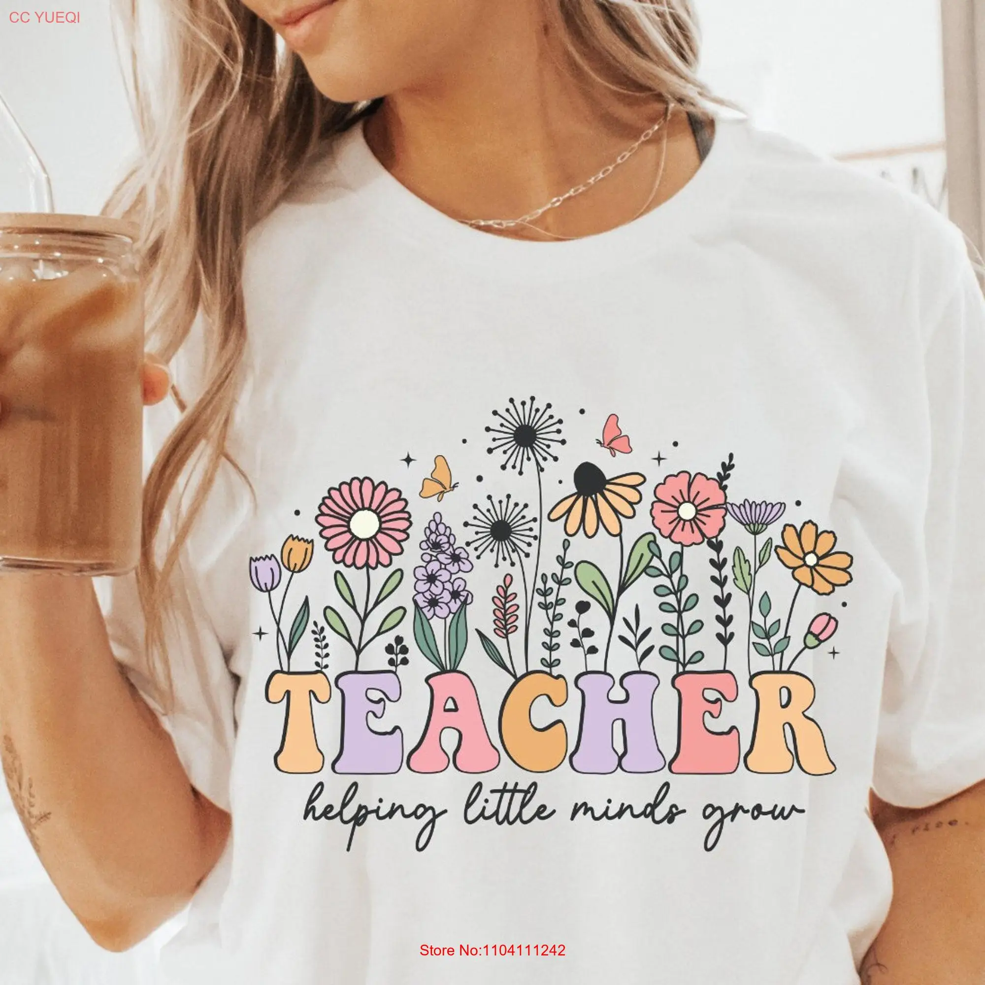 Cute Teacher T Shirt Helping Little Minds Grow Appreciation Sped Special Education New long or short sleeves