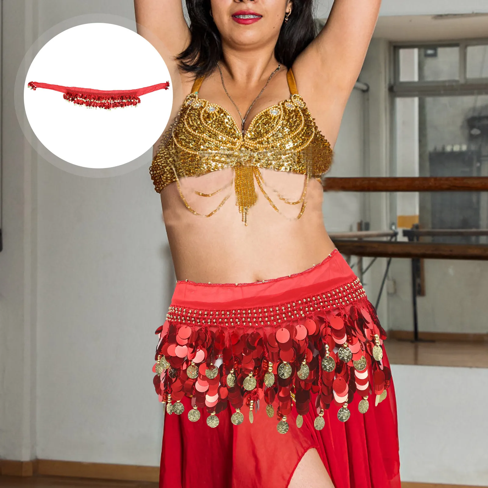 

Women Dance Skirt Sequined Belly Dancing Belt Comfortable Fabric Perfect for Dancing Practice Fancy Dress Costume Festival Night