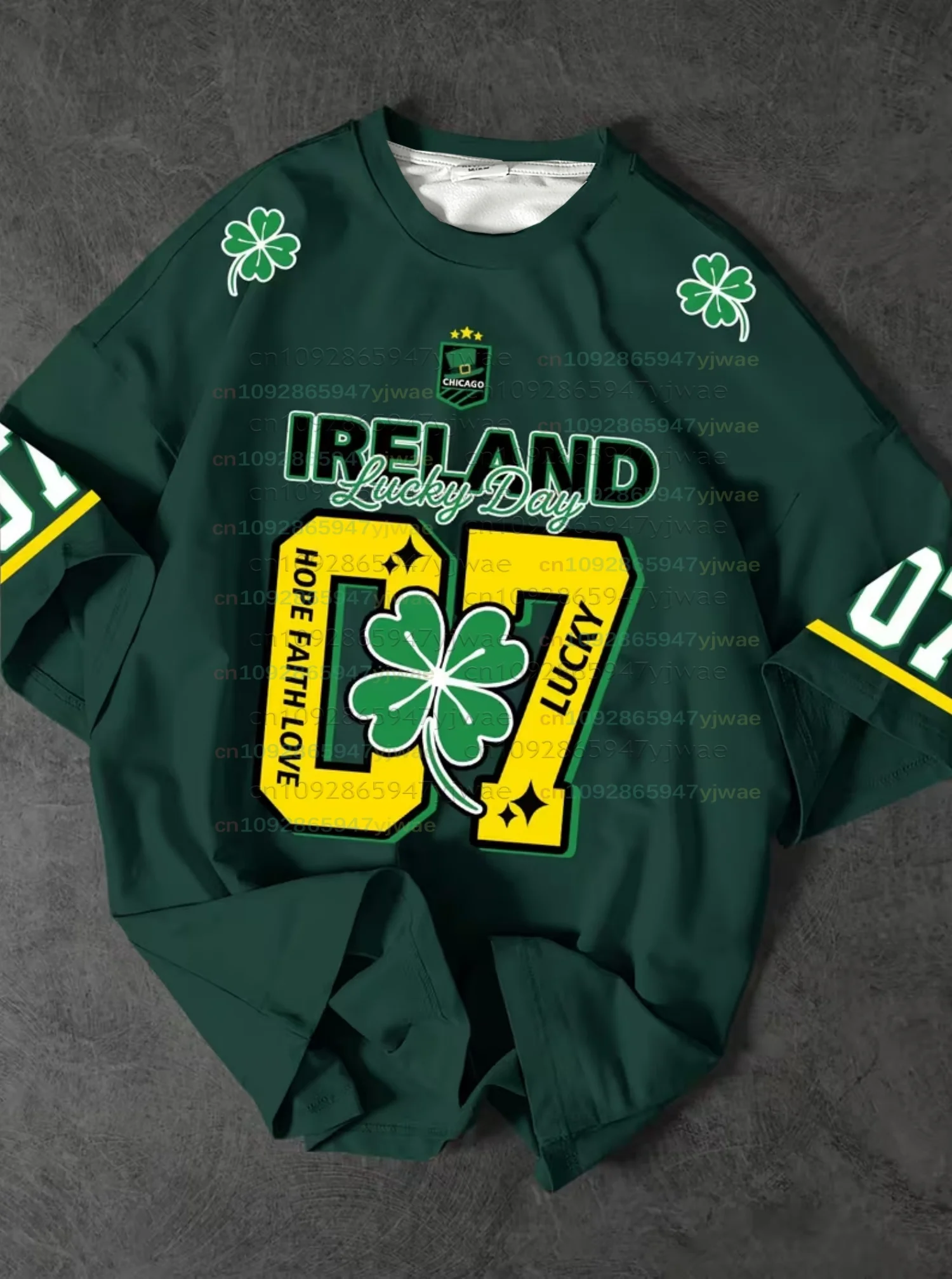 26 Men St. Patrick's Day Ireland Lucky T-Shirt Men Short Sleeve O- Neck Sport Tee Vintage Number 7 Jersey T-Shirt Men Clothes