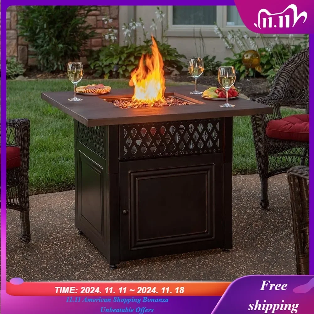 

DualHeat by , The Donovan, 38" Square Propane Gas Outdoor Fire Pit Plus Patio Heater