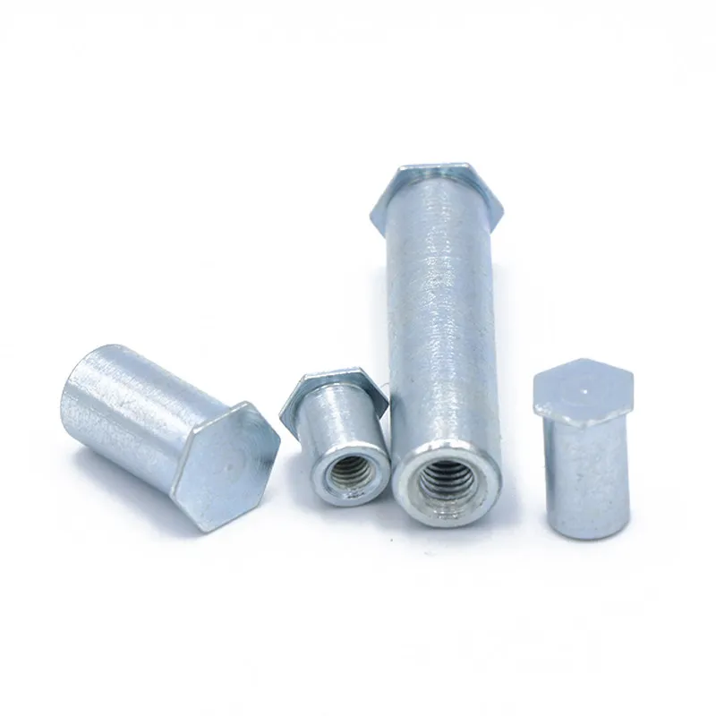 Galvanized Carbon Steel Blind Hole Riveting Nut Column M4 M5 M6  Press-In Standoffs Hex Hexagon Self-Clinching Nuts